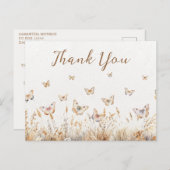 Carte Postale Aquarelle Baby shower de Merci Boho papillon (Devant / Derrière)