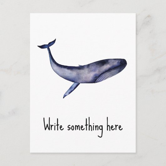 Carte Postale Aquarelle Baleine bleue (Devant)