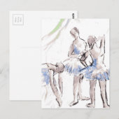 Carte Postale Aquarelle Ballet Danse Ballerina (Devant / Derrière)