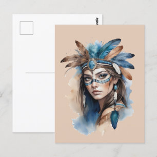 Carte Postale Aquarelle Beauté tribale : Esprit d'art bohème