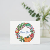 Carte Postale Aquarelle Belle couronne Citrouille avec feuille (Debout devant)