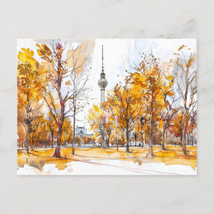 Carte Postale Aquarelle Berlin Mitte Autumn TV Tower