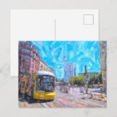 Carte Postale Aquarelle Berlin. Tramway à Hackescher Markt.  (Devant / Derrière)