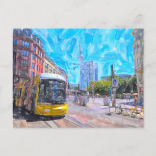 Carte Postale Aquarelle Berlin. Tramway à Hackescher Markt.
