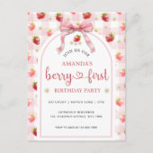Carte Postale Aquarelle Berry fraise Premier 1er anniversaire (Devant)