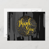 Carte Postale Aquarelle Black Gold Merci Abstrait (Devant / Derrière)