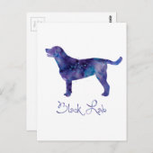 Carte Postale Aquarelle Black Lab (Devant / Derrière)