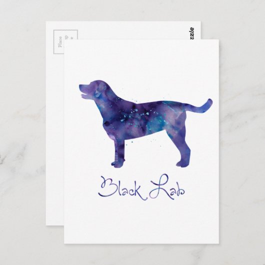 Carte Postale Aquarelle Black Lab (Devant / Derrière)