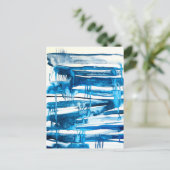 Carte Postale Aquarelle bleu art abstrait (Debout devant)