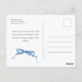 Carte Postale Aquarelle Bleu Merci de fond de la main (Dos)