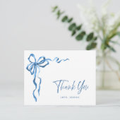 Carte Postale Aquarelle Bleu Merci de fond de la main (Debout devant)