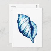 Carte Postale Aquarelle bleu Seashell (Devant / Derrière)