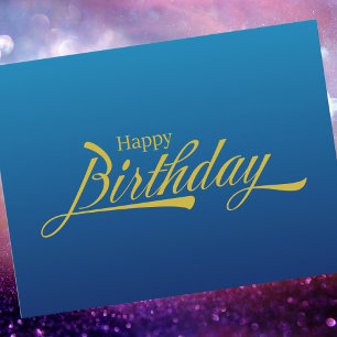 Carte Postale Aquarelle bleu simple moderne Joyeux anniversaire