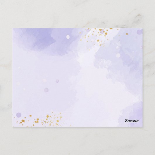 Carte Postale Aquarelle bleu violet Faire-part de mariage floral (Dos)