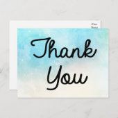 Carte Postale Aquarelle Bleue Merci, Turquoise Et Violette (Devant / Derrière)