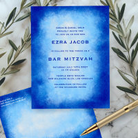 Aquarelle bleue personnalisée Bar Mitzvah