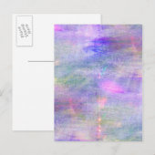 Carte Postale aquarelle bleue transparente, rose arrière - plan (Devant / Derrière)