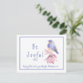 Carte Postale Aquarelle Bluebird Joy of the Lord Bible Citation (Debout devant)