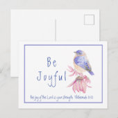 Carte Postale Aquarelle Bluebird Joy of the Lord Bible Citation (Devant / Derrière)
