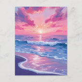 Carte Postale Aquarelle Blush Ocean Sunset Waves (Devant)