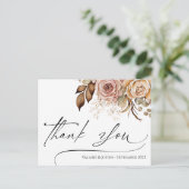 Carte postale aquarelle bohème florale Merci (Debout devant)