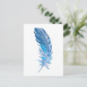 Carte Postale Aquarelle Boho Blue Feather (Debout devant)