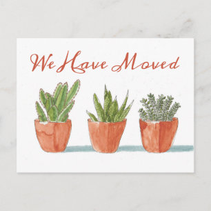 Carte Postale Aquarelle Boho Cactus Changement d'adresse