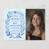 Carte Postale Aquarelle botanique CUSTOM PHOTO Bat Bar Mitzvah (Devant)