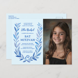Carte Postale Aquarelle botanique CUSTOM PHOTO Bat Bar Mitzvah