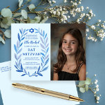 Carte Postale Aquarelle botanique CUSTOM PHOTO Bat Bar Mitzvah<br><div class="desc">Carte postale idéale pour annoncer un bat mitzvah, bar mitzvah ou toute autre célébration juive ! L'art délicat de trame feuille dessinée à la main pour vous! ENTIÈREMENT PERSONNALISABLE ! Cliquez sur "Personnaliser" ci-dessus pour modifier le texte, ajouter votre photo et modifier l'adresse de retour à l'arrière. Cliquez sur "modifier...</div>