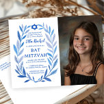 Carte Postale Aquarelle botanique CUSTOM PHOTO Bat Bar Mitzvah<br><div class="desc">Carte postale idéale pour annoncer un bat mitzvah, bar mitzvah ou toute autre célébration juive ! L'art délicat de trame feuille dessinée à la main pour vous! ENTIÈREMENT PERSONNALISABLE ! Cliquez sur "Personnaliser" ci-dessus pour modifier le texte, ajouter votre photo et modifier l'adresse de retour à l'arrière. Cliquez sur "modifier...</div>
