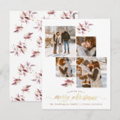 Carte Postale Aquarelle botanique et Joyeux Noël or Photo (Devant / Derrière)