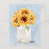 Carte Postale Aquarelle Bouquet de tournesol rustique dans Mason (Devant)