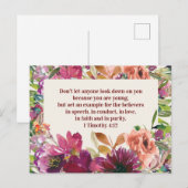 Carte Postale Aquarelle Bourgogne Floral Bible chrétienne Verse (Devant / Derrière)