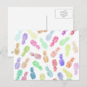 Carte Postale Aquarelle branchée amusante Hipster Ananas (Devant / Derrière)