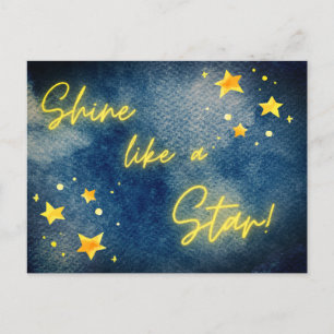 Carte Postale Aquarelle brillante comme Star Inspirational Quote
