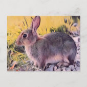 Carte Postale Aquarelle Brown lapin Lapin Art Vintage (Devant)
