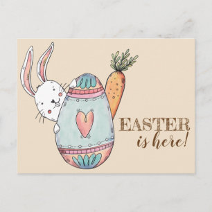Carte Postale Aquarelle Brunch de Pâques et Invitation à la chas