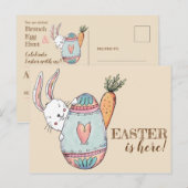 Carte Postale Aquarelle Brunch de Pâques et Invitation à la chas (Devant / Derrière)
