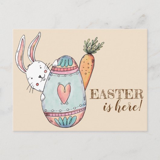 Carte Postale Aquarelle Brunch de Pâques et Invitation à la chas (Devant)