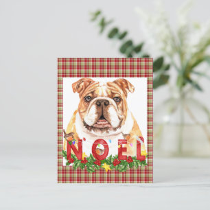 Carte Postale Aquarelle Bulldog Noel Noël