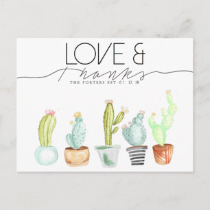 Carte Postale Aquarelle Cactus Amour & Merci