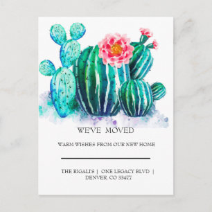 Carte Postale aquarelle Cactus déménagement