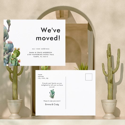 Carte Postale Aquarelle Cactus Nous avons bougé