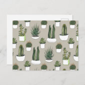 Carte Postale Aquarelle Cactus & Succulent - Beige (Devant / Derrière)