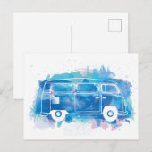 Carte Postale Aquarelle Camper Van (Devant / Derrière)