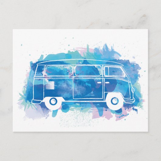Carte Postale Aquarelle Camper Van (Devant)