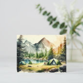 Carte Postale Aquarelle Camping Nature Paysage (Debout devant)
