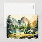 Carte Postale Aquarelle Camping Nature Paysage (Devant / Derrière)