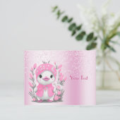 Carte postale aquarelle canard fleurs roses (Debout devant)